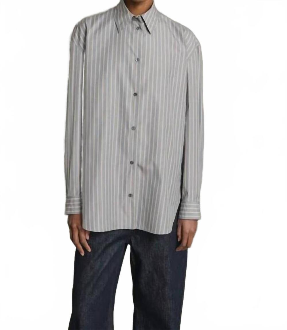 NEW SOEUR grenade oversized striped shirt in anthracite bronze